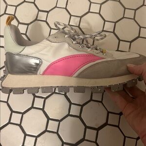 Stylish Pink and Silver Sneakers